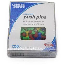 Office Depot Push Pins 200 Count Multicolor Bulletin Board Office